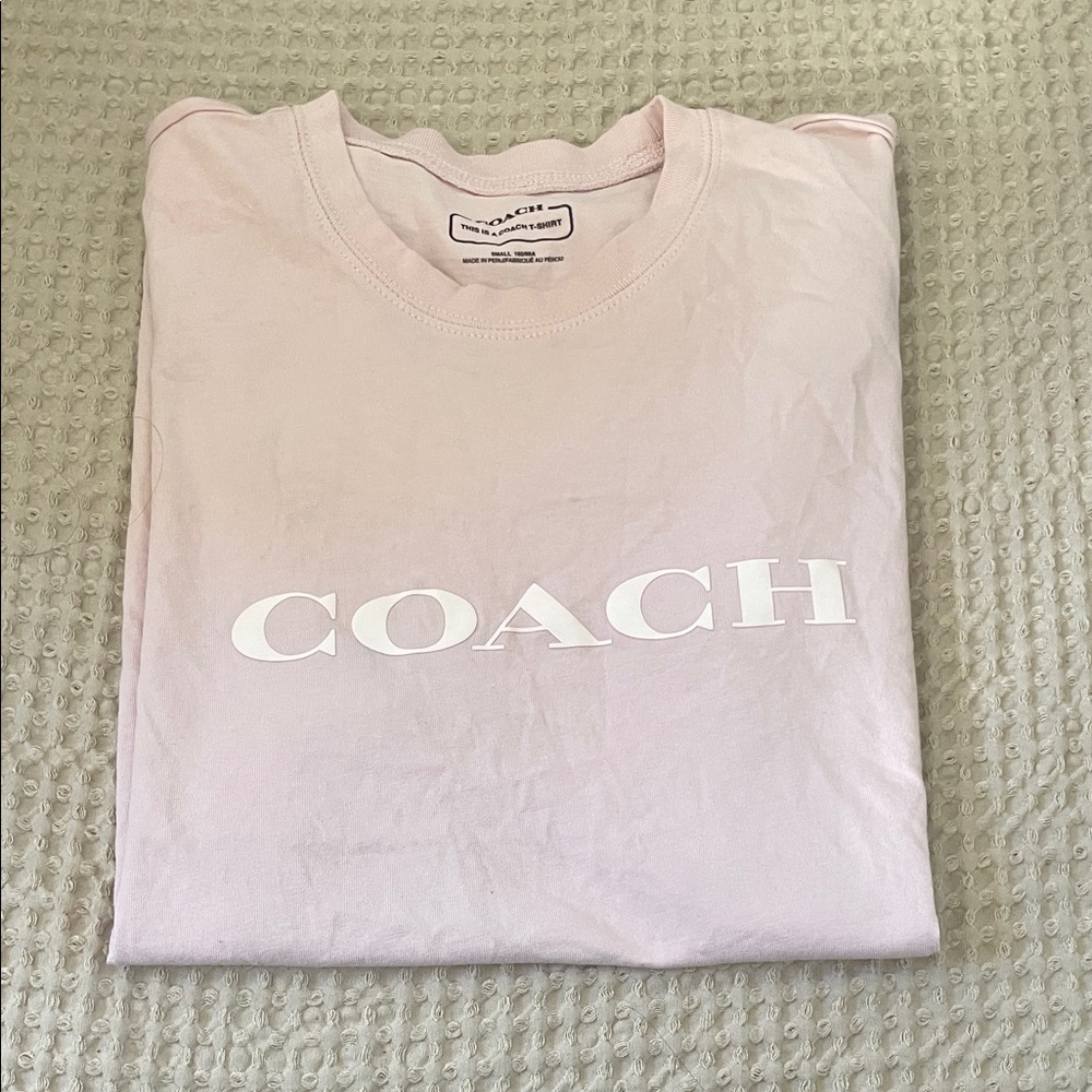 Coach Light Pink Tee with White Logo
